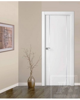 Puerta Interior Lacada Mod: 2L.Verticales  con Aluminio