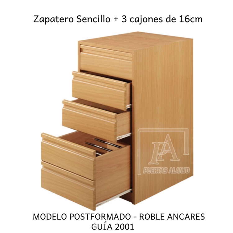 Zapatero sencillo + 3 cajónes de 16cm
