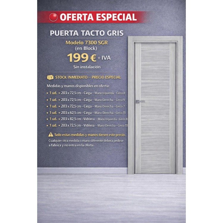 Puerta PROMA Tacto Gris 7300 SGR – Oferta de puertas en  Alcalá de Henares