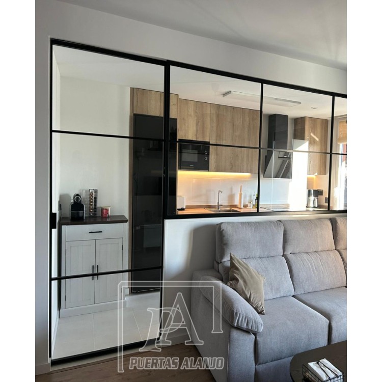 Puerta de cristal con perfil en negro o blanco