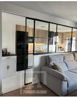 Puerta de cristal con perfil en negro o blanco