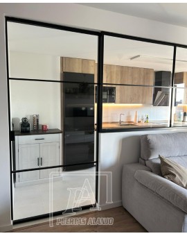 Puerta de cristal con perfil en negro o blanco