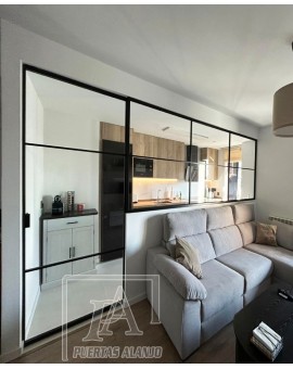 Puerta de cristal con perfil en negro o blanco